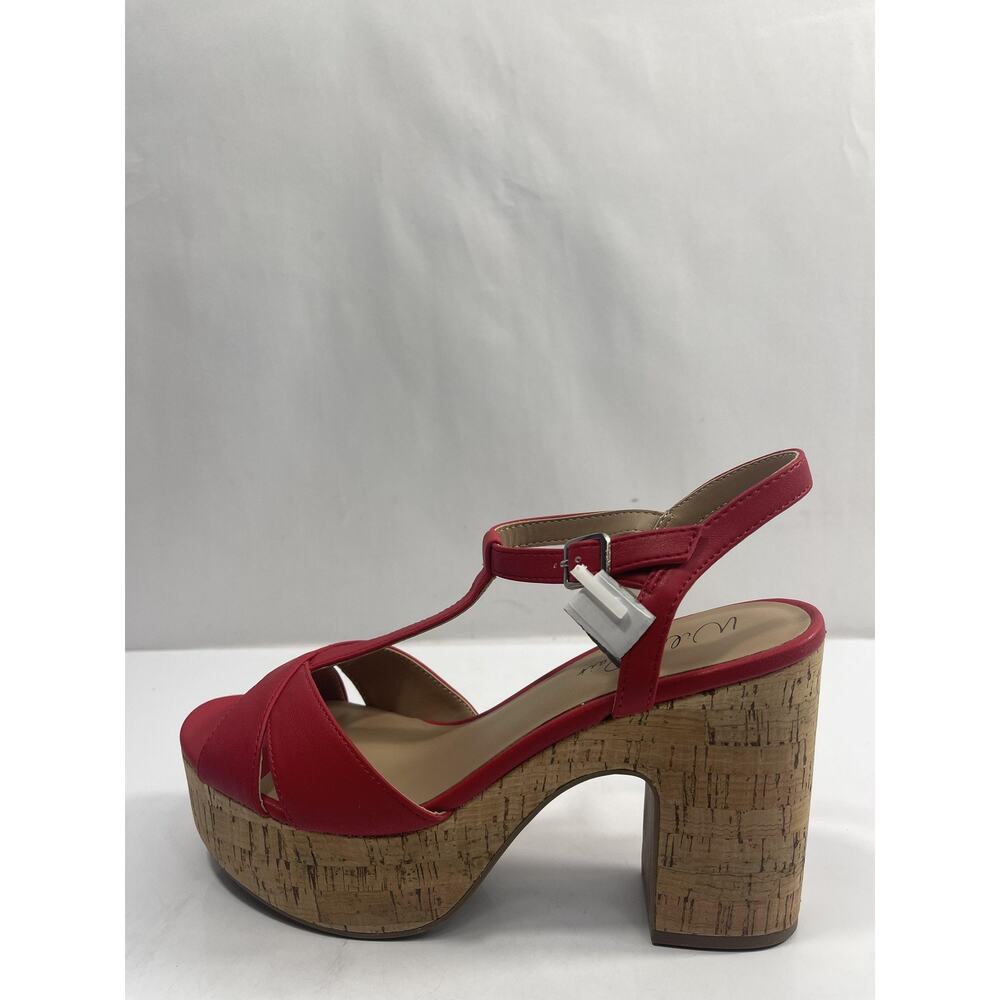 Wild Pair JILLIENF Shoes Women's Size 8.5 Red Cork Platform Block Heel Sandals